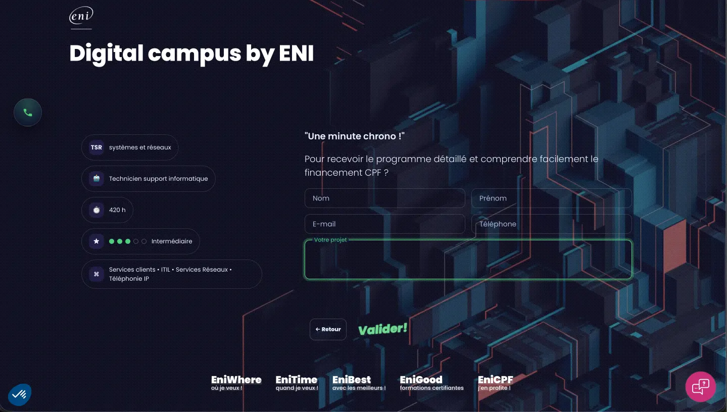 Forulaire de demande de Formation Technicien Support Informatique - DIGITAL CAMPUS by ENI - ©The French Maquis'Art